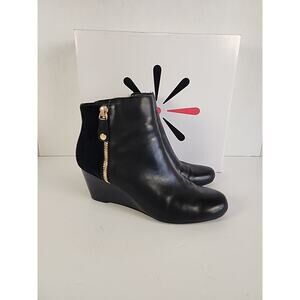 Women's Isaac Mizrahi Live! Black Wedge Ankle Boots Size 7.5